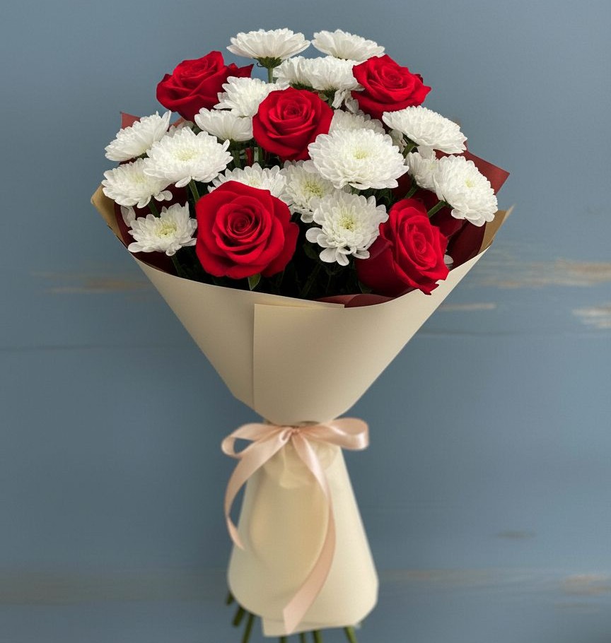 Букет цветов из: Розы и Хризантемы в Мирный Самарская область