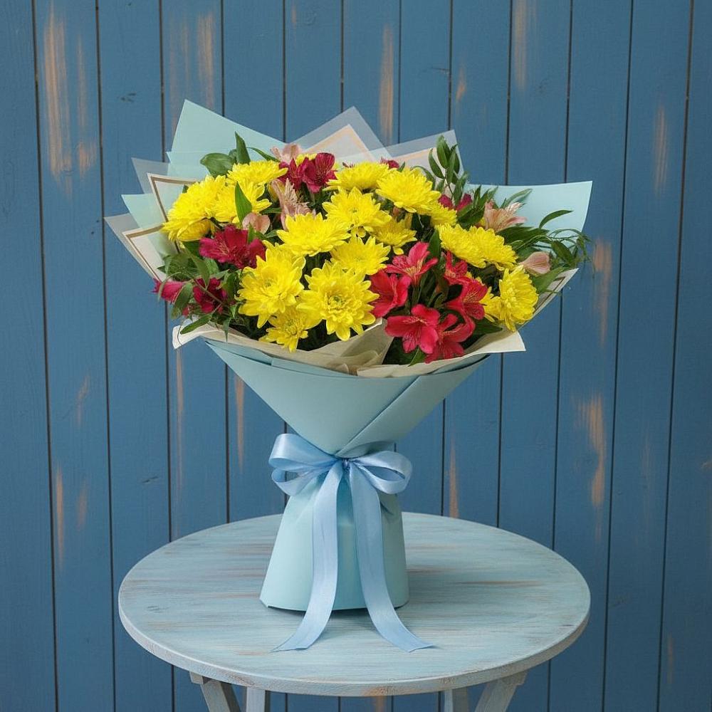 Букет цветов из: Альстромерии и Хризантемы в Мирный Самарская область