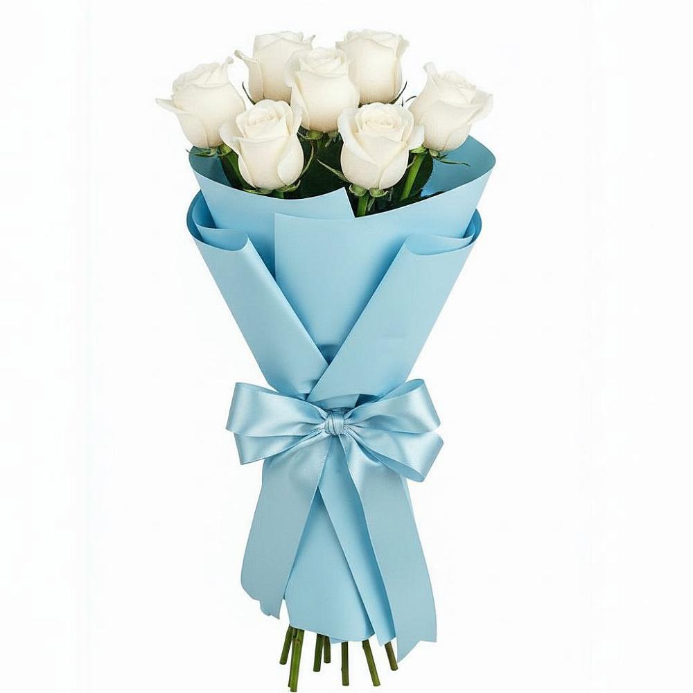 Букет 7 белых роз Проуд в Мирный Самарская область