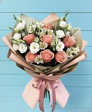 Букет цветов из:  Розы, Альстромерии и Лизиантусы в Мирный Самарская область