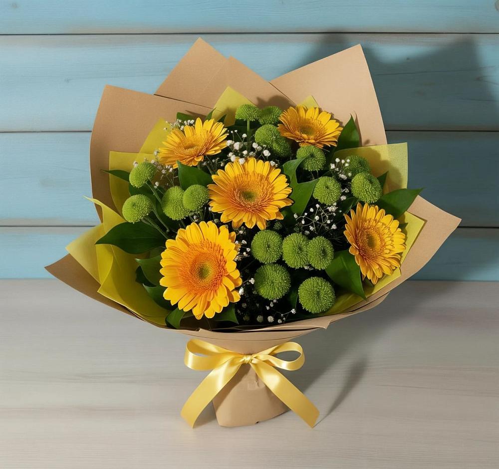 Букет цветов из: Герберы и Хризантемы в Мирный Самарская область