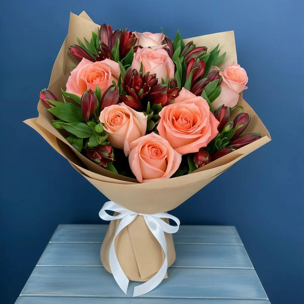 Букет цветов из: Розы и Альстромерии в Мирный Самарская область