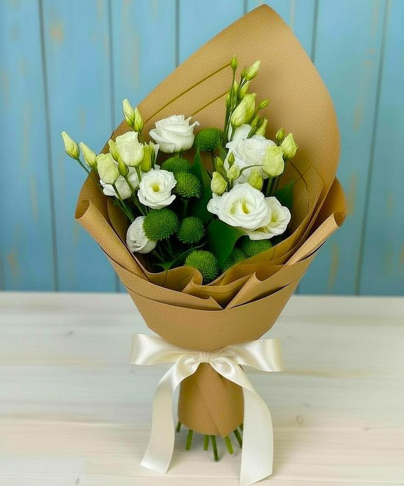 Букет цветов из: Хризантемы и Лизиантусы в Мирный Самарская область