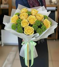 Букет цветов из:  Хризантемы и Розы в Мирный Самарская область