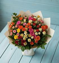 Букет Микс из разноцветных кустовых роз в Мирный Самарская область